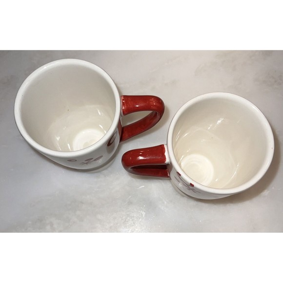 Pier 1 Christmas Coffee Mug Cup Holiday Hand Painted  SET OF 2 Flurry Snowflake - Picture 8 of 10